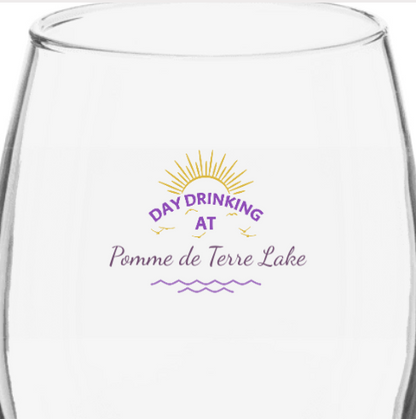 Day Drinking Stemless Wine Glass | Add Your Lake's Name